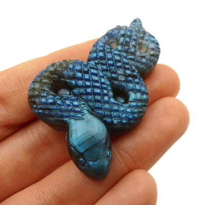 Labradorite Polished Snake Carving - Approx Dimensions (38mm x 30mm) - Image 2