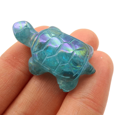 Blue Aura Quartz Turtle - Approx Dimensions (35mm x 25mm) - Image 2