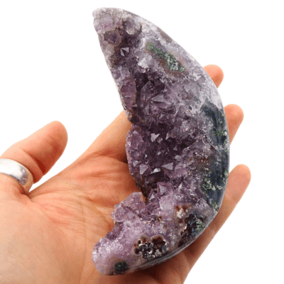 Druzy Amethyst Moon On Metal Stand (165mm x 70mm) - Image 5