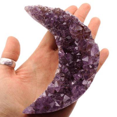 Druzy Amethyst Moon On Metal Stand (175mm x 70mm) - Image 5