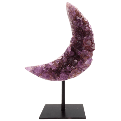 Druzy Amethyst Moon On Metal Stand (175mm x 70mm)