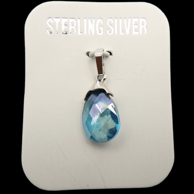 Aqua Aura Faceted Drop Pendant (925 Silver) - Image 2