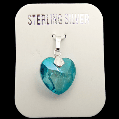 Aqua Aura Faceted Heart Pendant (925 Silver) - Image 2