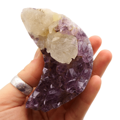 Druzy Amethyst Moon On Metal Stand (135mm x 72mm) - Image 4