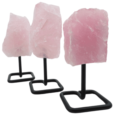 Raw Rose Quartz On Metal Stand - Approx Dimensions (150mm x 75mm) - Image 3