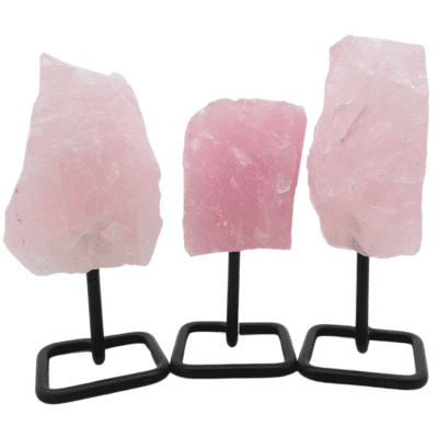 Raw Rose Quartz On Metal Stand - Approx Dimensions (150mm x 75mm) - Image 2