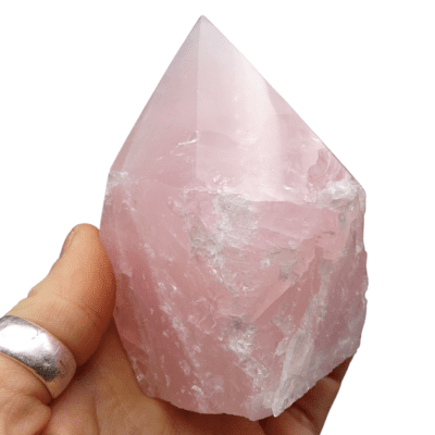 Rose Quartz Cut Base Point (90mm) - Image 3