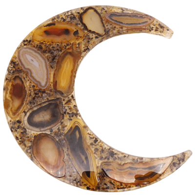 Natural Agate Slice Moon On Metal Stand - Image 3