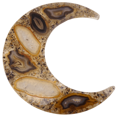 Natural Agate Slice Moon On Metal Stand - Image 3