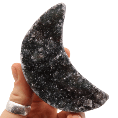 Druzy Amethyst Moon On Metal Stand (140mm x 75mm) - Image 4