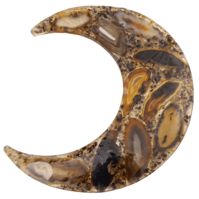 Natural Agate Slice Moon On Metal Stand - Image 3