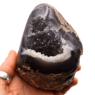 Natural Agate Polished Geode (130mm x 95mm) - Image 5