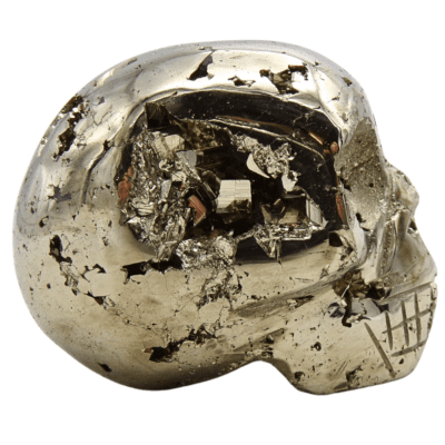 Druzy Pyrite Skull Carving (40mm x 35mm) - Image 3