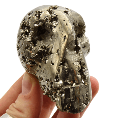 Druzy Pyrite Skull Carving (60mm x 42mm) - Image 5