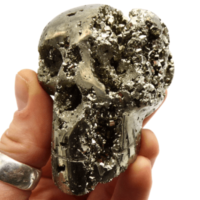 Druzy Pyrite Skull Carving (55mm x 50mm) - Image 5