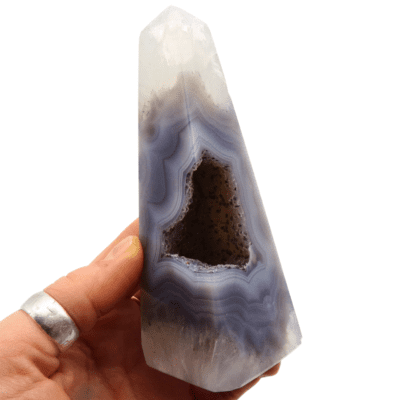 Natural Agate Druzy Obelisk (128mm x 45mm) - Image 5