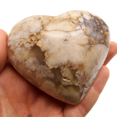 Flower Agate Polished Heart (80mm x 70mm) - Image 4