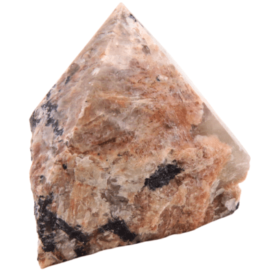 Peach Moonstone With Black Tourmaline Cut Base Point (60mm x 55mm) - Image 2