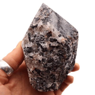 Tourmalinated Quartz Cut Base Point (100mm x 65mm) - Image 4