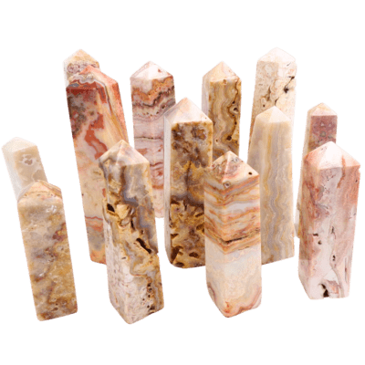 Wholesale Crazy Lace Agate Obelisks Tray Deal