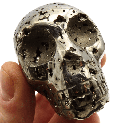 Druzy Pyrite Skull Carving (45mm x 35mm) - Image 4