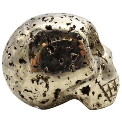 Druzy Pyrite Skull Carving (45mm x 35mm) - Image 3